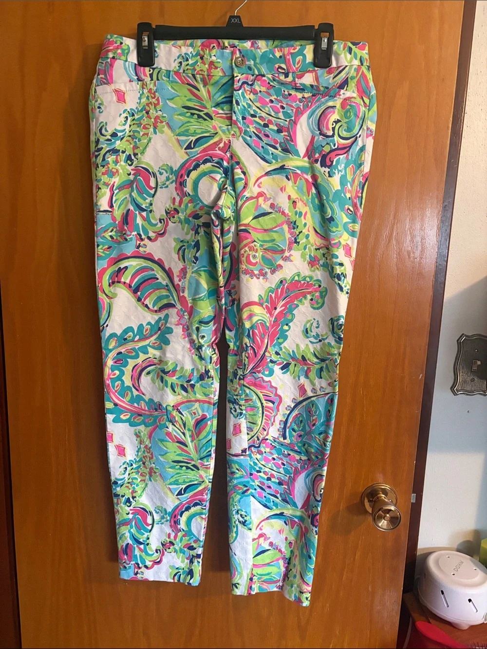 Lilly Pulitzer Multicolor Paisley Cropped Pants - Pink, Teal, Lime